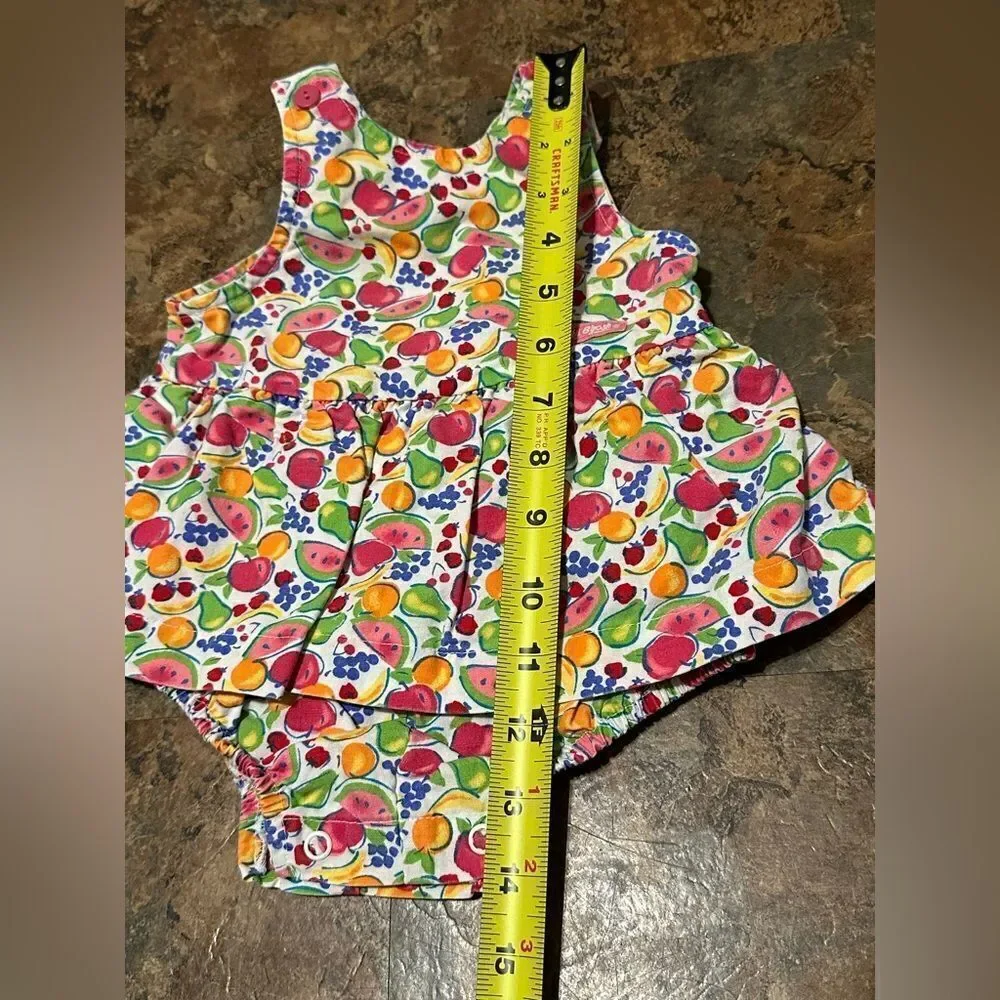 Vintage Osh Kosh Baby B’Gosh Fruit Print Romper Size 3-6 Months EUC